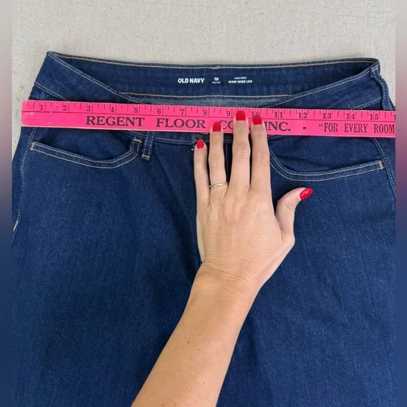 P102 Old Navy Dark Blue Petite High-Rise Wide Leg Jeans - Picture 4 of 7